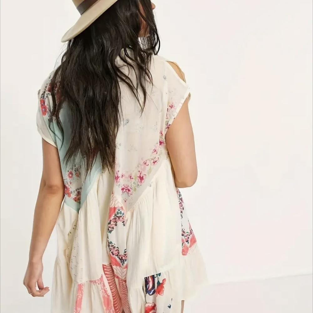 Boho Patchwork V-Neck Dress - image 2